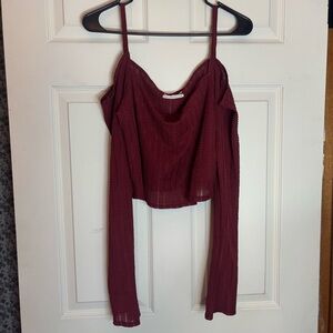 Urban Outfitters Maroon Cropped Off-Shoulder Top